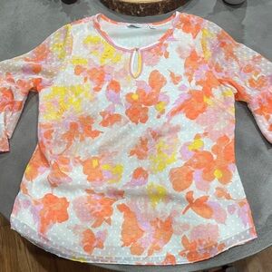 Isaac Mizrahi Floral Blouse - Orange and Yellow